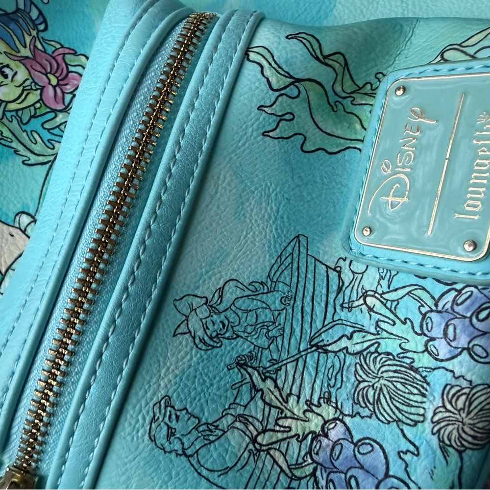 Loungefly Disney Little Mermaid Kiss the Girl Mini Backpack Used Some Lt Stains - Picture 11 of 12